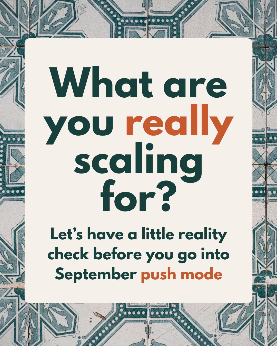 More money?
Because you should?
Because it looks cool?
Because this is your goal?
Because you’re ambitious?
Because stillness feels… scary?
Because you just really want to?
Because you don't know how to stop?
Because you want to create more impact?
Because you’ve got massive financial goals?
Because you melt at more stripe notifications?
Because everyone else seems to be expanding?
Because you don't know what other way to grow?
Because you’re not sure what ease really looks like?
Because slowing down feels like you’re falling behind?
Because you think freedom comes after the hard work is done?
Because you don't know how much money you need to live your dream life? I've seen scaling done well, and I've seen awful burnout whilst women scramble to 'make it'. For me, it's a buzzword that the online business world throws around without really knowing what it means. Because it actually means different things to each and every one of us. Most female business owners believe they can take their foot off the gas and reap the rewards once their business gets to six-figures or has a team of 7. When in reality, if not done right, it only gets messier, you become the team manager, the bottleneck, the firefighter.
And you'll wish you could go back to just flying solo. Scaling is incredible if lean, planned and supported whilst also being motiviational for you.
But you have to want to scale for deeper reasons that the extra dollar in your business bank account.
Knowing your why, your direction, your version of success is crucial.
Impact, mission and values all matter here. Most importantly, you have to prioritise the flexibility and freedom *whilst* increasing revenue. It's an almost impossible task to remove you after you scaled when the whole business relies on you. Scaling well is possible, I've helped countless clients to create the right business model to facilitate the growth. It's ok if you don't want to. You get to set the pace either way. Don't let anyone tell you there's only one way to achieve business success. I'd love to know, what does “scaling” look like for you? Tell me in the comments 👇