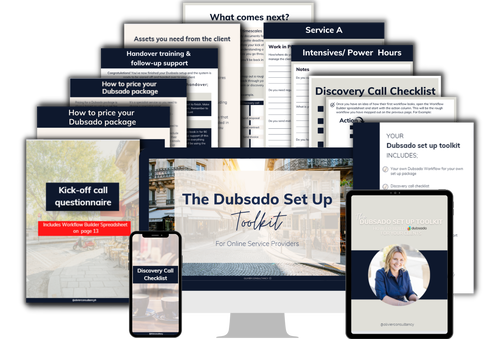 Mockup of Dubsado Set Up Toolkit assets.