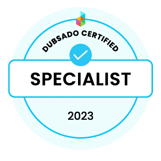 Dubsado certified specialist 2023 badge awards to Kate, a business growth consultant