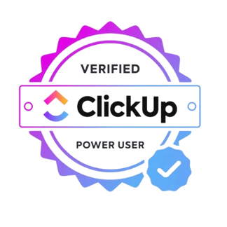 ClickUp verified power user badge awarded to business strategist Kate Kurdziej