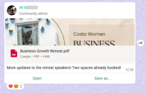 Retrat spaces selling out