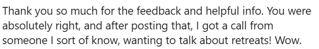 retreat consultancy feedback